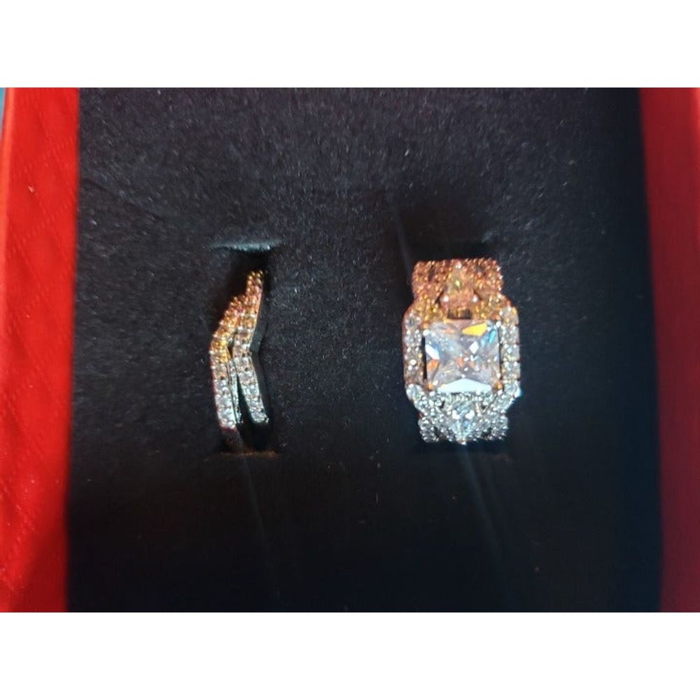 3 PCS Luxury Solitaire CZ ring size 6